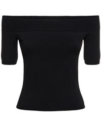 Alexander McQueen - T-shirt noir à épaules dénudées - Lyst