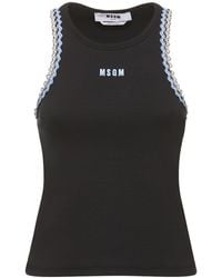MSGM - Tank top in jersey di cotone con logo - Lyst