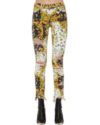 Versace Jeans Couture Enge Jeans Mit Archivdruck - Gelb