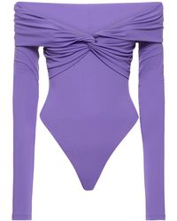ANDAMANE - Body de lycra con hombros descubiertos - Lyst