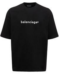 Balenciaga Logo Printed Cotton Jersey T-shirt - Black