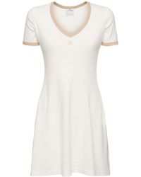 Courreges - Contrast V-neck Cotton Mini Dress - Lyst