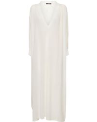 Balmain - Shiny Jersey Long V-neck Kaftan Dress - Lyst