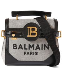 Balmain - Bbuzz 23 Canvas Top Handle Bag - Lyst