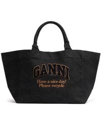 Ganni - Xxl-tote Aus Denim - Lyst