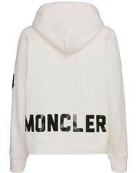 Moncler Sweat-Shirt En Jersey Imprimé Logo À Capuche - Blanc
