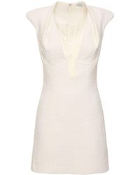 ALESSANDRO VIGILANTE - Sleeveless Tweed V Neck Mini Dress - Lyst