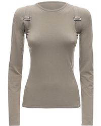 Max Mara Fitted Viscose Knit Top W/ Straps - Natural
