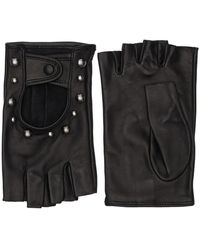 Mario Portolano Nappa Leather Fingerless Gloves - Black