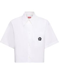 KENZO - Boke Cropped Cotton Poplin Shirt - Lyst