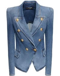 Balmain - 8-Button Cotton Denim Jacket - Lyst