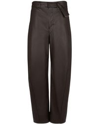 Lemaire - Pantalon en cuir avec ceinture - Lyst