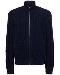 Versace - Medusa Embroidered Wool Zip Sweater - Lyst