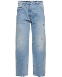 MSGM - Cotton Denim Crop Jeans - Lyst