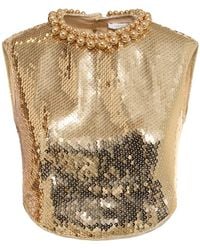 Rabanne - Embellished Sequined Sleeveless Top - Lyst
