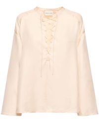 Loulou Studio - Zamia Silk Lace-Up Top - Lyst