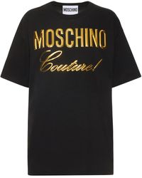 Moschino - Camiseta De Jersey De Algodón Con Vinilo Logo - Lyst