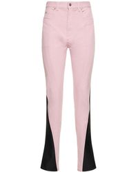 Mugler Two-tone High Rise Denim Stretch Jeans - Pink