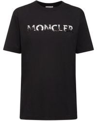 Moncler - T-shirt Aus Baumwolljersey Mit Logo - Lyst