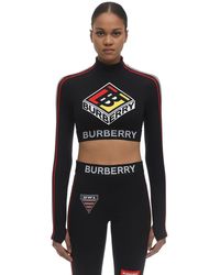 Burberry Logo Graphic Stretch Jersey Cropped Top - Black