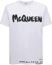 Alexander McQueen - Logo Printed Cotton Jersey T-Shirt - Lyst