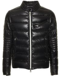 Moncler Leather Elorn Biker Jacket in Black for Men | Lyst