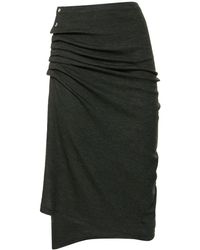 Rabanne - Draped Cotton Blend Jersey Midi Skirt - Lyst