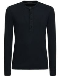 Tom Ford - T-shirt henley in misto lyocell a costine - Lyst