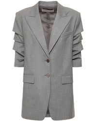 Michael Kors - Single Breasted Gathered Wool Jacket - Lyst