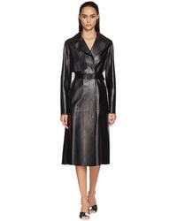 Sportmax Abrigo Trench De Piel - Negro