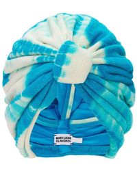 MaryJane Claverol Biba Knotted Tie Dye Terry Cloth Turban - Blue