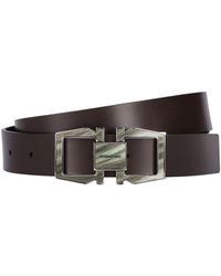 Ferragamo - 32mm Double Gancio Leather Belt - Lyst