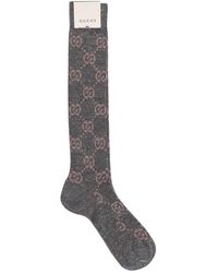 Gucci Lange Socken Aus Baumwollmischjacquard - Grau