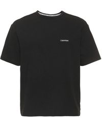 Calvin Klein T-shirt Aus Baumwollmischung Mit Logo - Schwarz
