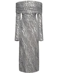 ROTATE BIRGER CHRISTENSEN - Sequined Off-The-Shoulder Midi Dress - Lyst