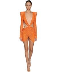 Julien Macdonald Cut Out Bead Embellished Mini Dress - Orange