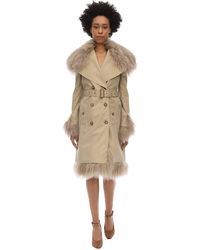Burberry Cappotto Doppiopetto In Tela Con Pelliccia - Neutro