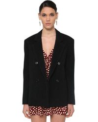 Saint Laurent Giacca Gessata In Misto Lana - Nero