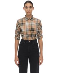 Burberry Bluse Aus Stretch-baumwollmischung - Natur