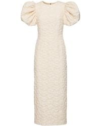 ROTATE BIRGER CHRISTENSEN - Ruby Jacquard Puff Sleeve Midi Dress - Lyst