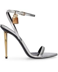Tom Ford - Padlock Leather Heeled Sandals - Lyst