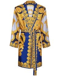 Versace Loungewear-mantel Aus Seide Mit New Heritage-print - Blau