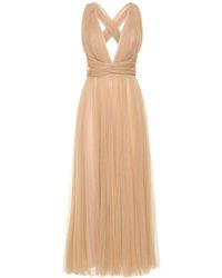 Maria Lucia Hohan - Pleated Tulle Midi Dress W/ Low Back - Lyst
