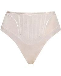 Mugler - Bikinihose Aus Lamé-jersey - Lyst