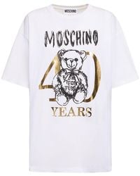 Moschino - T-shirt in jersey di cotone con logo - Lyst