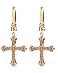 Dolce & Gabbana - Dg Dna Crystal Cross Earrings - Lyst