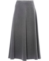 Max Mara Flared Jersey Midi Skirt - Grey