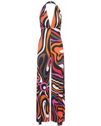 Emilio Pucci - Marmo Printed Jersey Halter Jumpsuit - Lyst