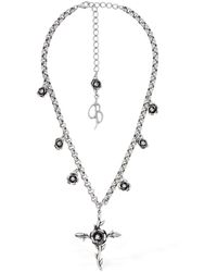 Blumarine - Rose & Cross Collar Necklace - Lyst