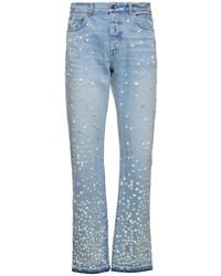 Amiri - Floral Embellished Straight Denim Jeans - Lyst